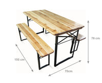 Set tavolo e panchine richiudibili da birreria, colore marrone, Misure tavolo 150 x 76 x 70 cm, Misure panca 150 x 44 x 25 cm