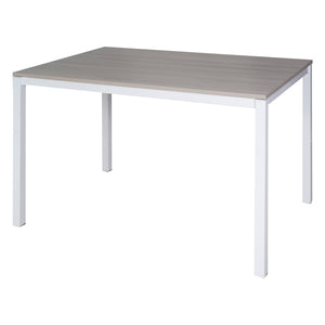 Tavolo allungabile 0, Tavolo da pranzo estensibile, Consolle multiuso con allunghe, Tavolo in metallo con ripiano in laminato, Cm 130x85h76, Bianco e Olmo