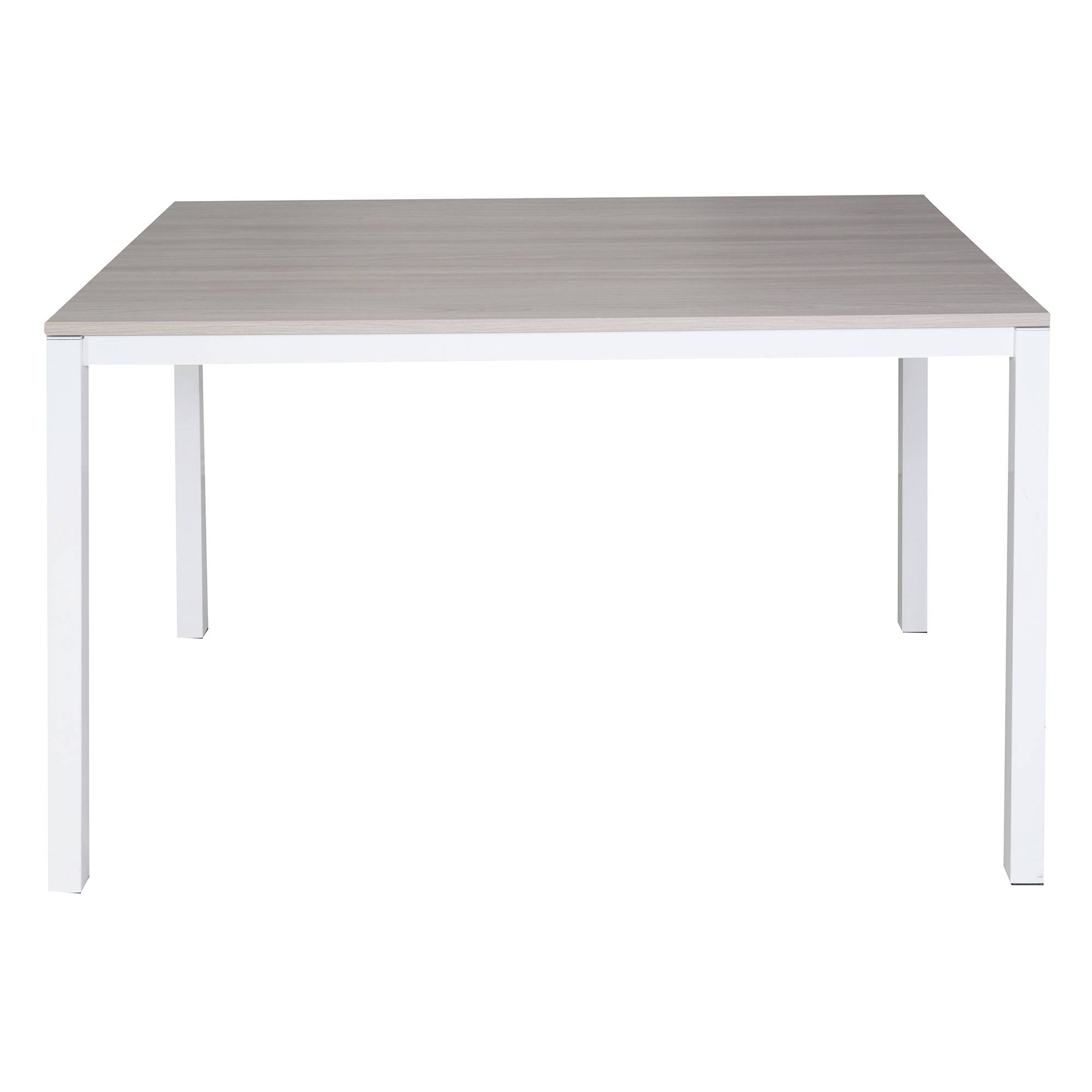 Tavolo allungabile 0, Tavolo da pranzo estensibile, Consolle multiuso con allunghe, Tavolo in metallo con ripiano in laminato, Cm 130x85h76, Bianco e Olmo