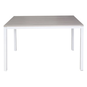 Tavolo allungabile 0, Tavolo da pranzo estensibile, Consolle multiuso con allunghe, Tavolo in metallo con ripiano in laminato, Cm 130x85h76, Bianco e Olmo