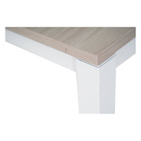 Tavolo allungabile 0, Tavolo da pranzo estensibile, Consolle multiuso con allunghe, Tavolo in metallo con ripiano in laminato, Cm 130x85h76, Bianco e Olmo