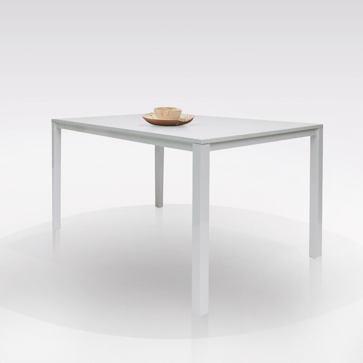 Tavolo allungabile 0, Tavolo da pranzo estensibile, Consolle multiuso con allunghe, Tavolo in metallo con ripiano in laminato, Cm 130x85h76, Bianco