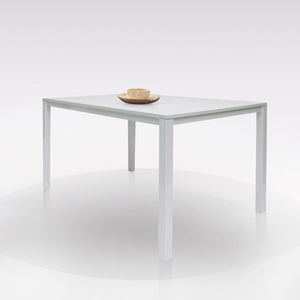 Tavolo allungabile 0, Tavolo da pranzo estensibile, Consolle multiuso con allunghe, Tavolo in metallo con ripiano in laminato, Cm 130x85h76, Bianco
