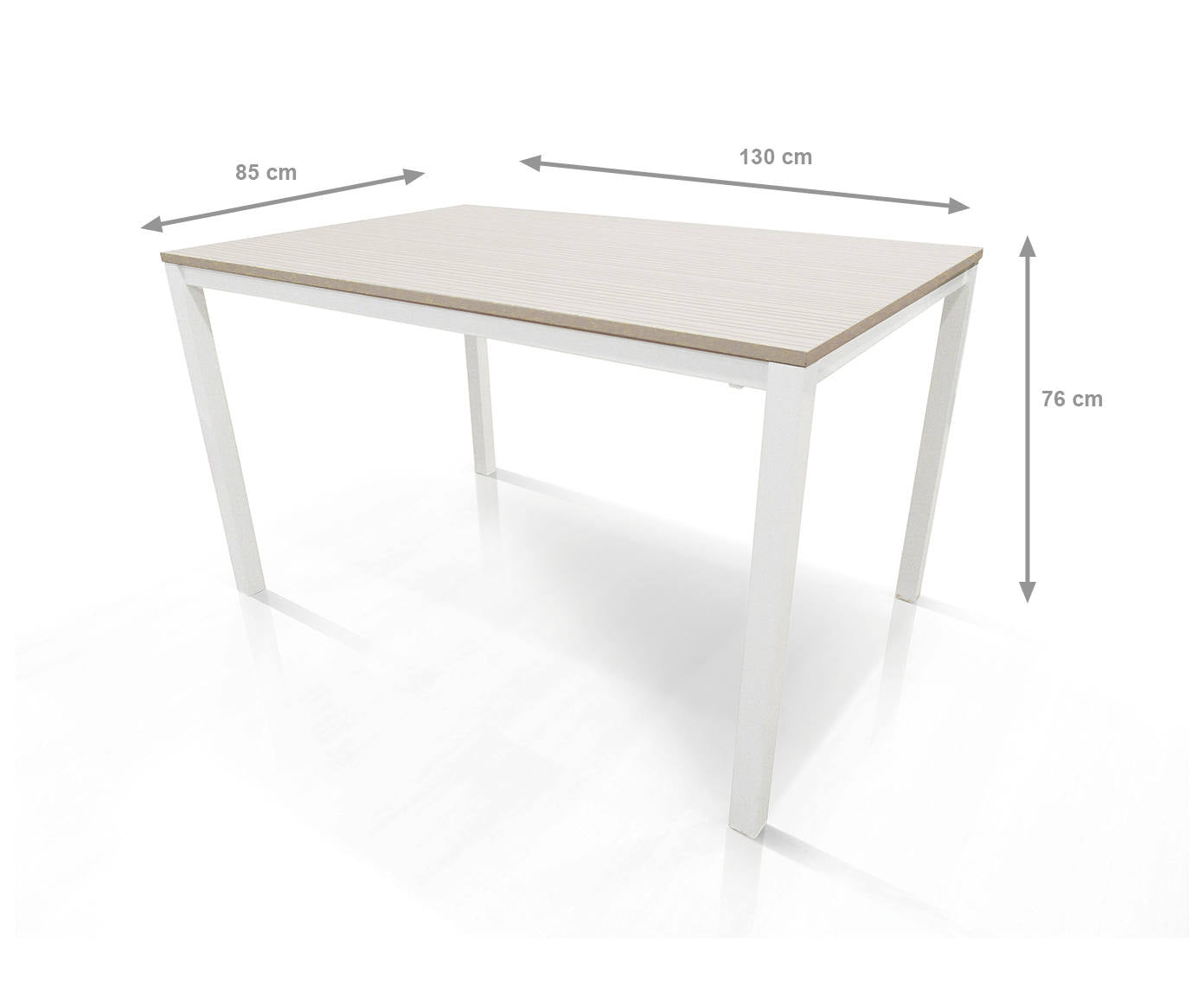 Tavolo allungabile 0, Tavolo da pranzo estensibile, Consolle multiuso con allunghe, Tavolo in metallo con ripiano in laminato, Cm 130x85h76, Bianco