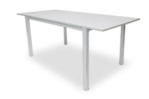 Tavolo allungabile 0, Tavolo da pranzo estensibile, Consolle multiuso con allunghe, Tavolo in metallo con ripiano in laminato, Cm 130x85h76, Bianco