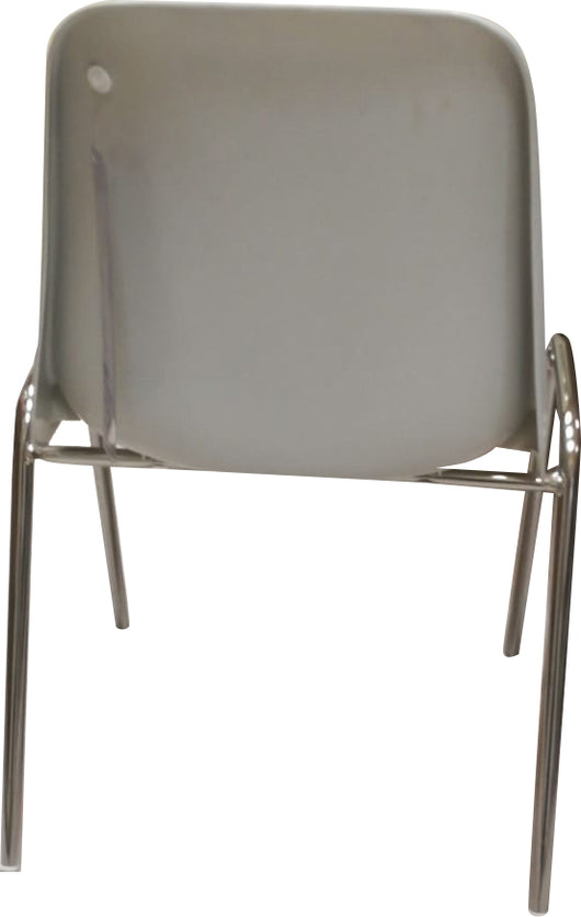 Sedia impilabile moderna in metallo e polipropilene, per sala da pranzo, cucina o salotto, cm 57x49h78, colore Bianco