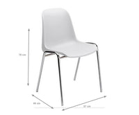 Sedia impilabile moderna in metallo e polipropilene, per sala da pranzo, cucina o salotto, cm 57x49h78, colore Bianco