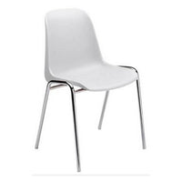 Sedia impilabile moderna in metallo e polipropilene, per sala da pranzo, cucina o salotto, cm 57x49h78, colore Bianco
