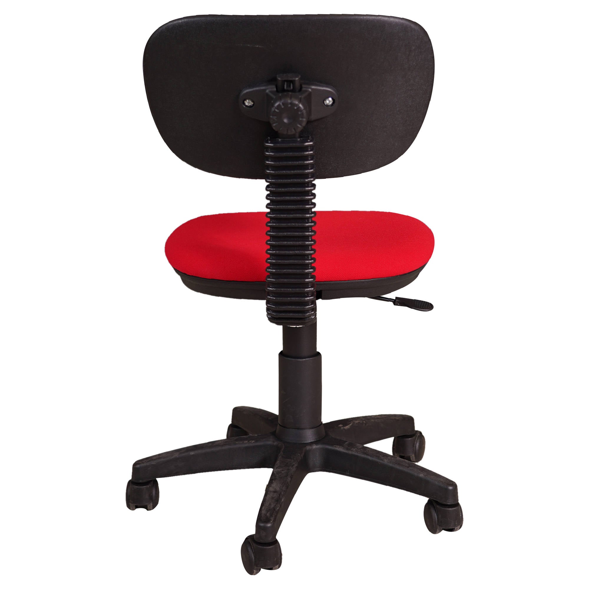 Sedia da ufficio 0, Poltrona elevabile in tessuto imbottito, Sedia con ruote per studio o lavoro, Cm 58x53h77, Rosso