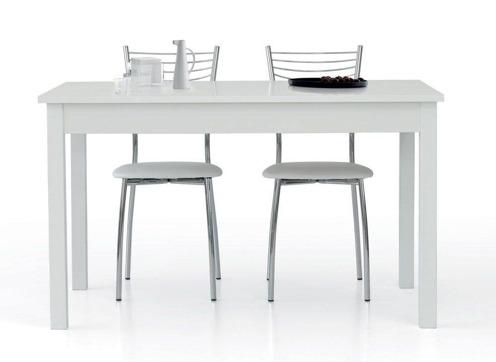 Tavolo allungabile 0, Tavolo da pranzo estensibile, Consolle multiuso con allunghe, Bianco frassinato, Cm 130x80h76
