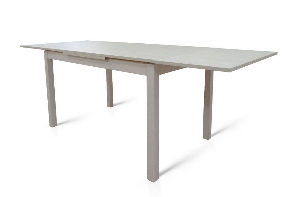 Tavolo allungabile 0, Tavolo da pranzo estensibile, Consolle multiuso con allunghe, Bianco frassinato, Cm 130x80h76