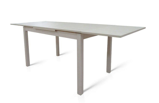 Tavolo allungabile 0, Tavolo da pranzo estensibile, Consolle multiuso con allunghe, Bianco frassinato, Cm 130x80h76