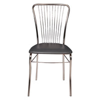 Sedia 0, Sedia moderna con fondello in ecopelle, struttura in metallo cromato, Ideale per sala da pranzo, cucina o salotto, Cm 54x45h95, Nero