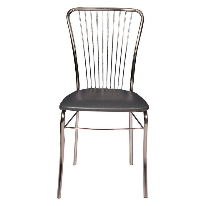 Sedia 0, Sedia moderna con fondello in ecopelle, struttura in metallo cromato, Ideale per sala da pranzo, cucina o salotto, Cm 54x45h95, Nero