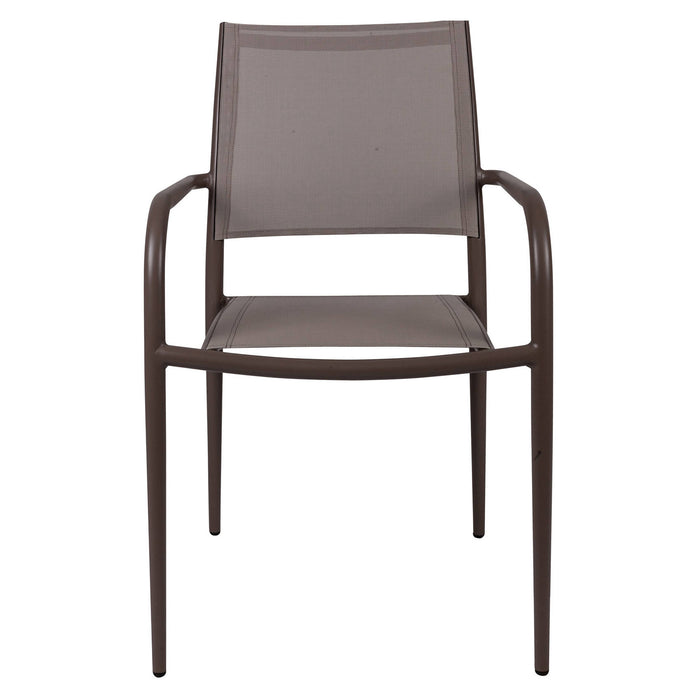 Sedia impilabile in alluminio e textilene, colore marrone, cm 56 x 62 x h85