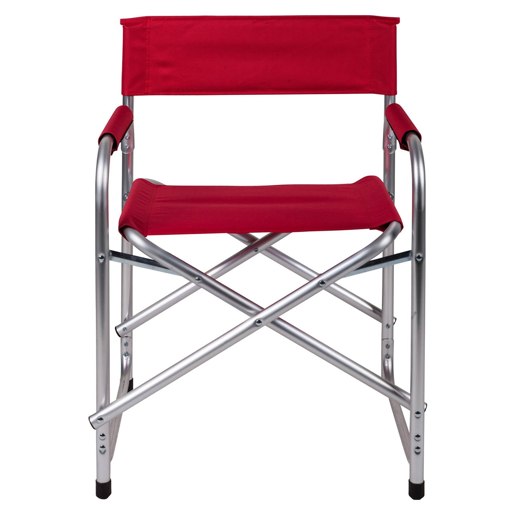 Sedia da campeggio pieghevole in alluminio e stoffa, colore rosso, aperta: cm 59 x 48 x h78