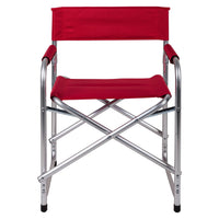 Sedia da campeggio pieghevole in alluminio e stoffa, colore rosso, aperta: cm 59 x 48 x h78