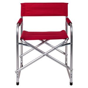 Sedia da campeggio pieghevole in alluminio e stoffa, colore rosso, aperta: cm 59 x 48 x h78