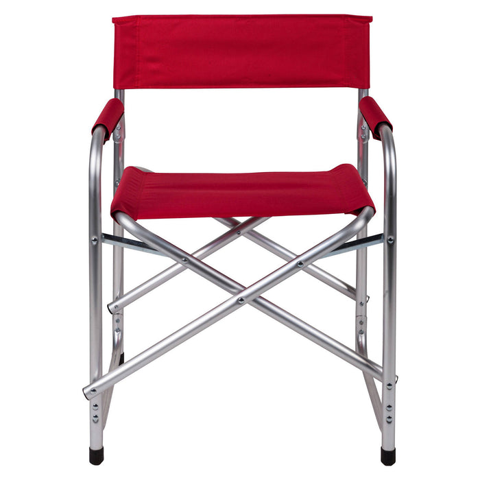 Sedia da campeggio pieghevole in alluminio e stoffa, colore rosso, aperta: cm 59 x 48 x h78