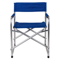 Sedia da campeggio pieghevole in alluminio e stoffa, colore blu, aperta: cm 59 x 48 x h78