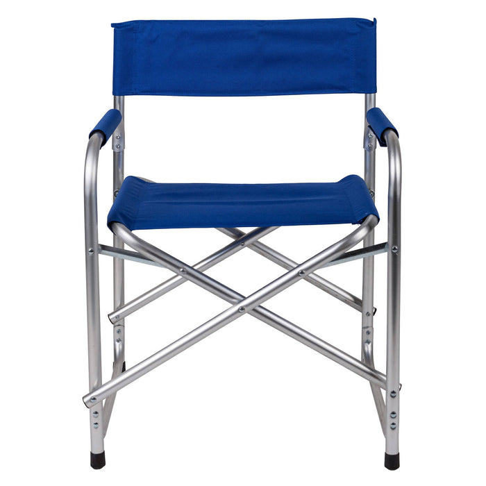 Sedia da campeggio pieghevole in alluminio e stoffa, colore blu, aperta: cm 59 x 48 x h78