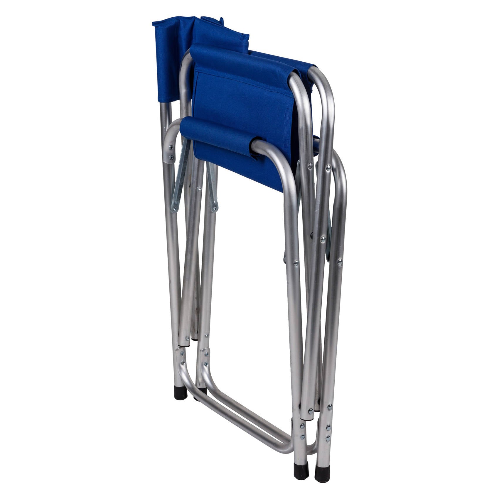 Sedia da campeggio pieghevole in alluminio e stoffa, colore blu, aperta: cm 59 x 48 x h78