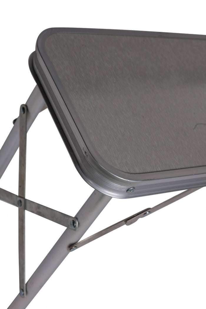 Set da campeggio e picnic richiudibile, struttura alluminio e plastica, colore grigio, Misure tavolo 60 x 71 x 90 cm, Misure panchine 87 x 38 x 23 cm