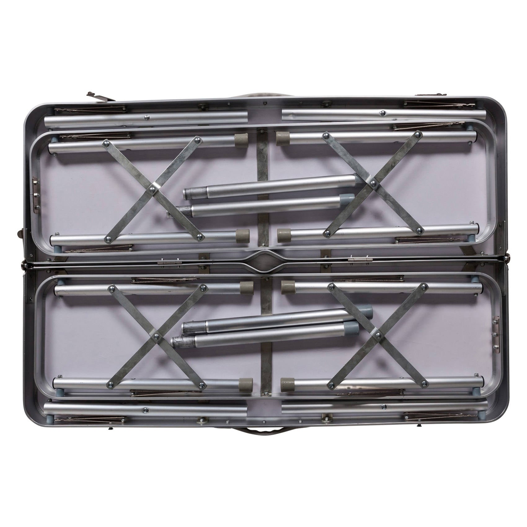 Set da campeggio e picnic richiudibile, struttura alluminio e plastica, colore grigio, Misure tavolo 60 x 71 x 90 cm, Misure panchine 87 x 38 x 23 cm