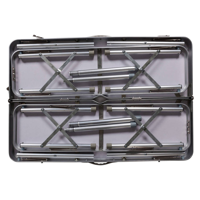 Set da campeggio e picnic richiudibile, struttura alluminio e plastica, colore grigio, Misure tavolo 60 x 71 x 90 cm, Misure panchine 87 x 38 x 23 cm