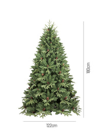 Albero di Natale Silent Night, Albero artificiale extra folto, Albero effetto reale in PVC, Con pigne incluse, 839 rami, Altezza cm 180
