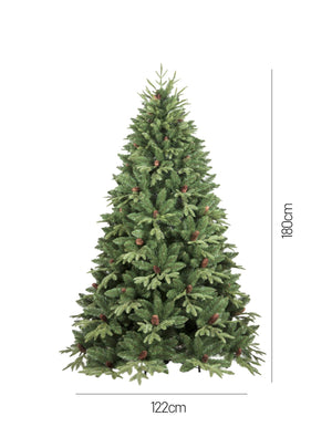 Albero di Natale Silent Night, Albero artificiale extra folto, Albero effetto reale in PVC, Con pigne incluse, 839 rami, Altezza cm 180