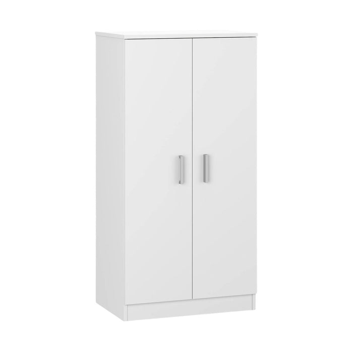 Armadio multiuso Akimera, Mobile ausiliario a 2 ante, Mobile basso portascarpe con 6 ripiani, Scarpiera moderna, cm 55x36h108, Bianco