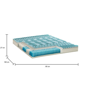 Materasso singolo Adrano, Sfoderabile in Memory Foam+Gel e Molle insacchettate, 100% Made in Italy, Antiacaro e Anallergico, cm 80x190 h27