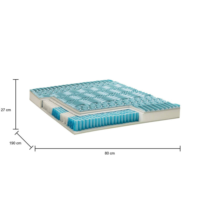 Materasso singolo Adrano, Sfoderabile in Memory Foam+Gel e Molle insacchettate, 100% Made in Italy, Antiacaro e Anallergico, cm 80x190 h27