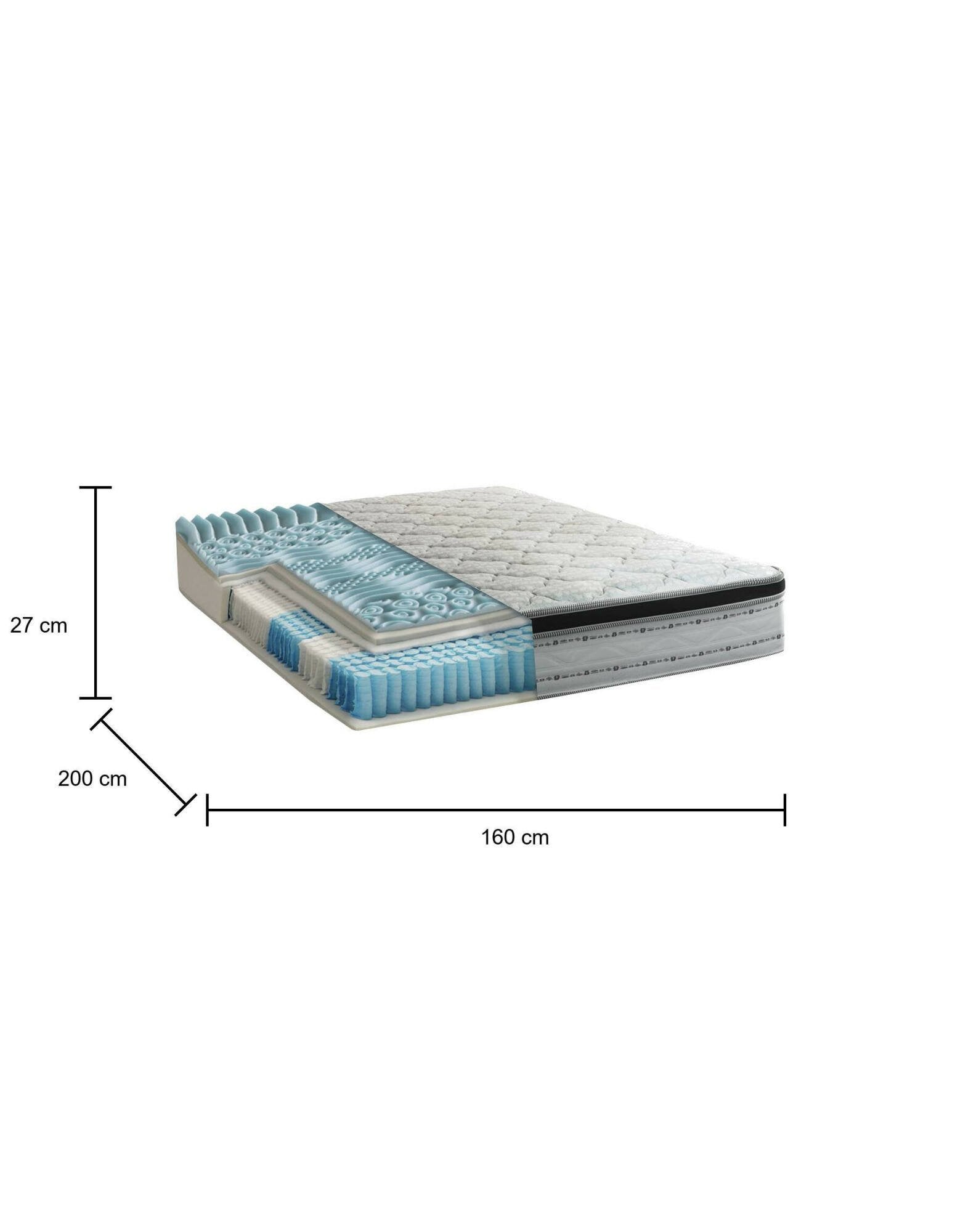 Materasso matrimoniale Atir, Sfoderabile in Memory Foam+Gel e Molle insacchettate, 100% Made in Italy, Antiacaro e Anallergico, cm 160x200 h27