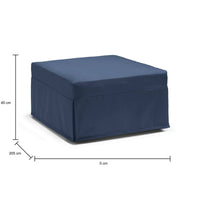 Letto pieghevole Abak, Pouf trasformabile in letto singolo, 100% Made in Italy, Pouf in tessuto da soggiorno, cm 80x80h45, Blu
