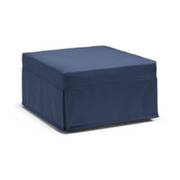 Letto pieghevole Abak, Pouf trasformabile in letto singolo, 100% Made in Italy, Pouf in tessuto da soggiorno, cm 80x80h45, Blu