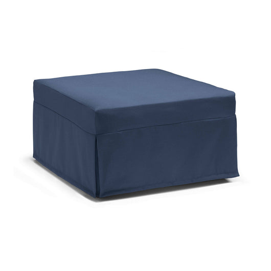 Letto pieghevole Abak, Pouf trasformabile in letto singolo, 100% Made in Italy, Pouf in tessuto da soggiorno, cm 80x80h45, Blu
