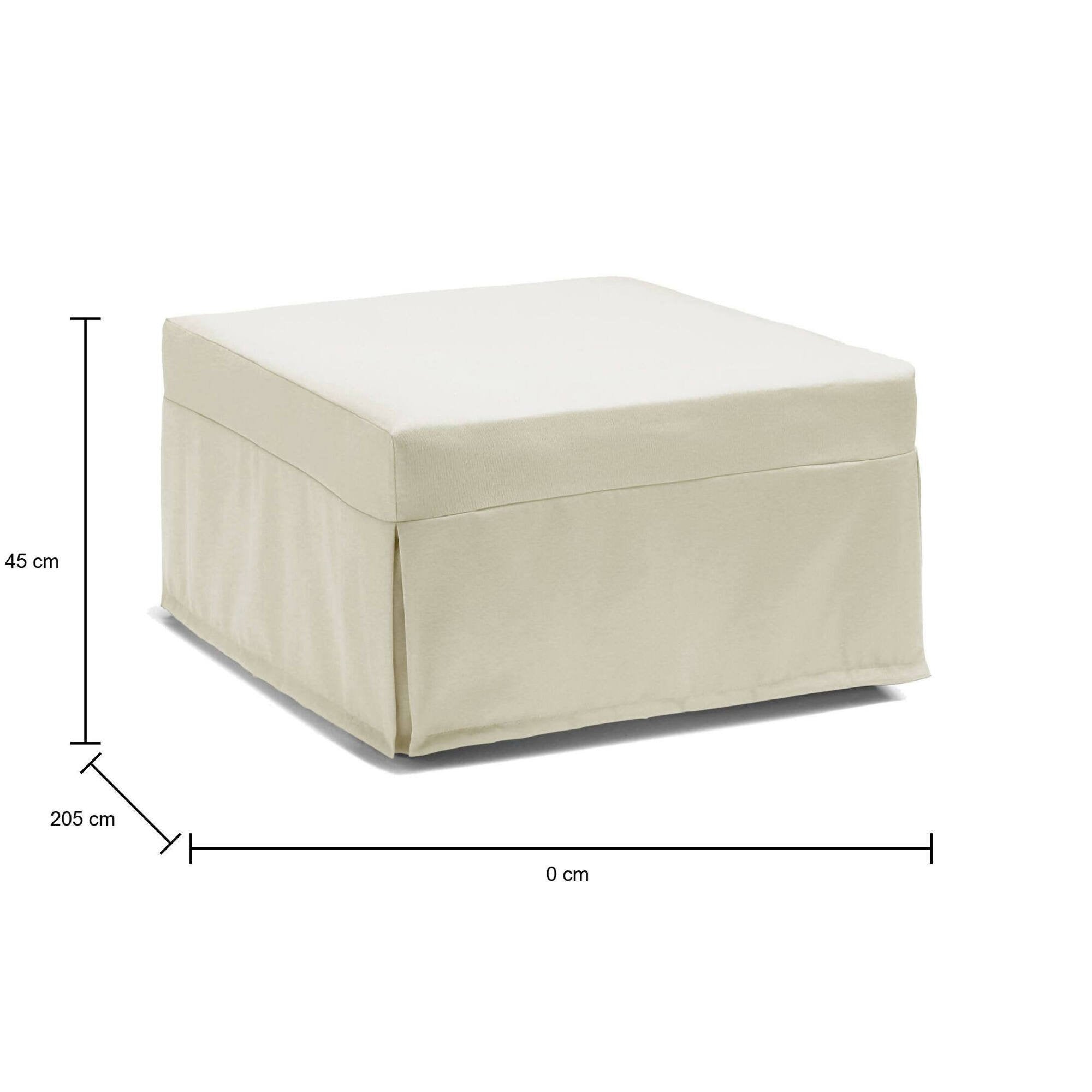 Letto pieghevole Abak, Pouf trasformabile in letto singolo, 100% Made in Italy, Pouf in tessuto da soggiorno, cm 80x80h45, Panna