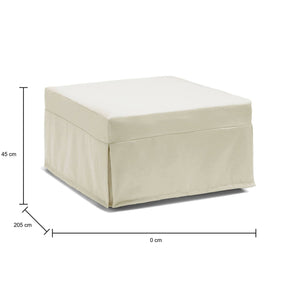 Letto pieghevole Abak, Pouf trasformabile in letto singolo, 100% Made in Italy, Pouf in tessuto da soggiorno, cm 80x80h45, Panna