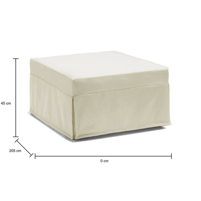 Letto pieghevole Abak, Pouf trasformabile in letto singolo, 100% Made in Italy, Pouf in tessuto da soggiorno, cm 80x80h45, Panna
