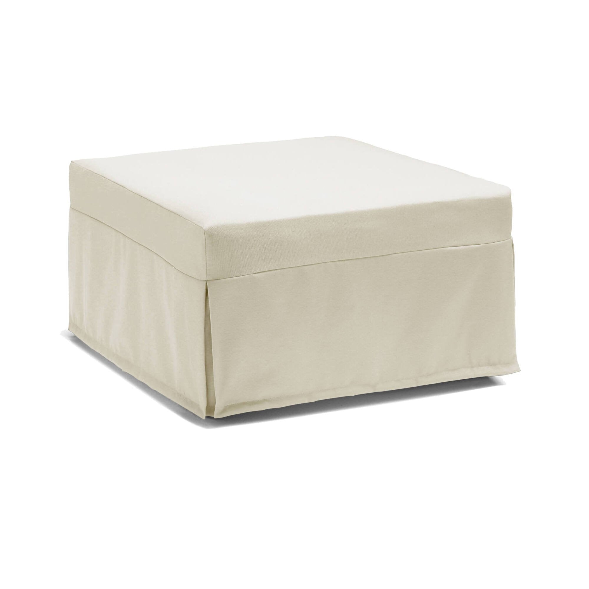 Letto pieghevole Abak, Pouf trasformabile in letto singolo, 100% Made in Italy, Pouf in tessuto da soggiorno, cm 80x80h45, Panna
