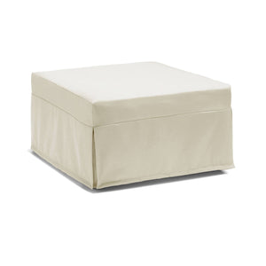 Letto pieghevole Abak, Pouf trasformabile in letto singolo, 100% Made in Italy, Pouf in tessuto da soggiorno, cm 80x80h45, Panna