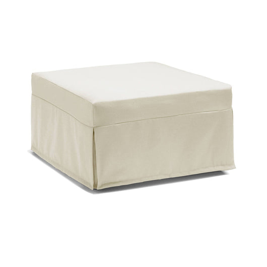 Letto pieghevole Abak, Pouf trasformabile in letto singolo, 100% Made in Italy, Pouf in tessuto da soggiorno, cm 80x80h45, Panna