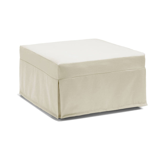Letto pieghevole Abak, Pouf trasformabile in letto singolo, 100% Made in Italy, Pouf in tessuto da soggiorno, cm 80x80h45, Panna