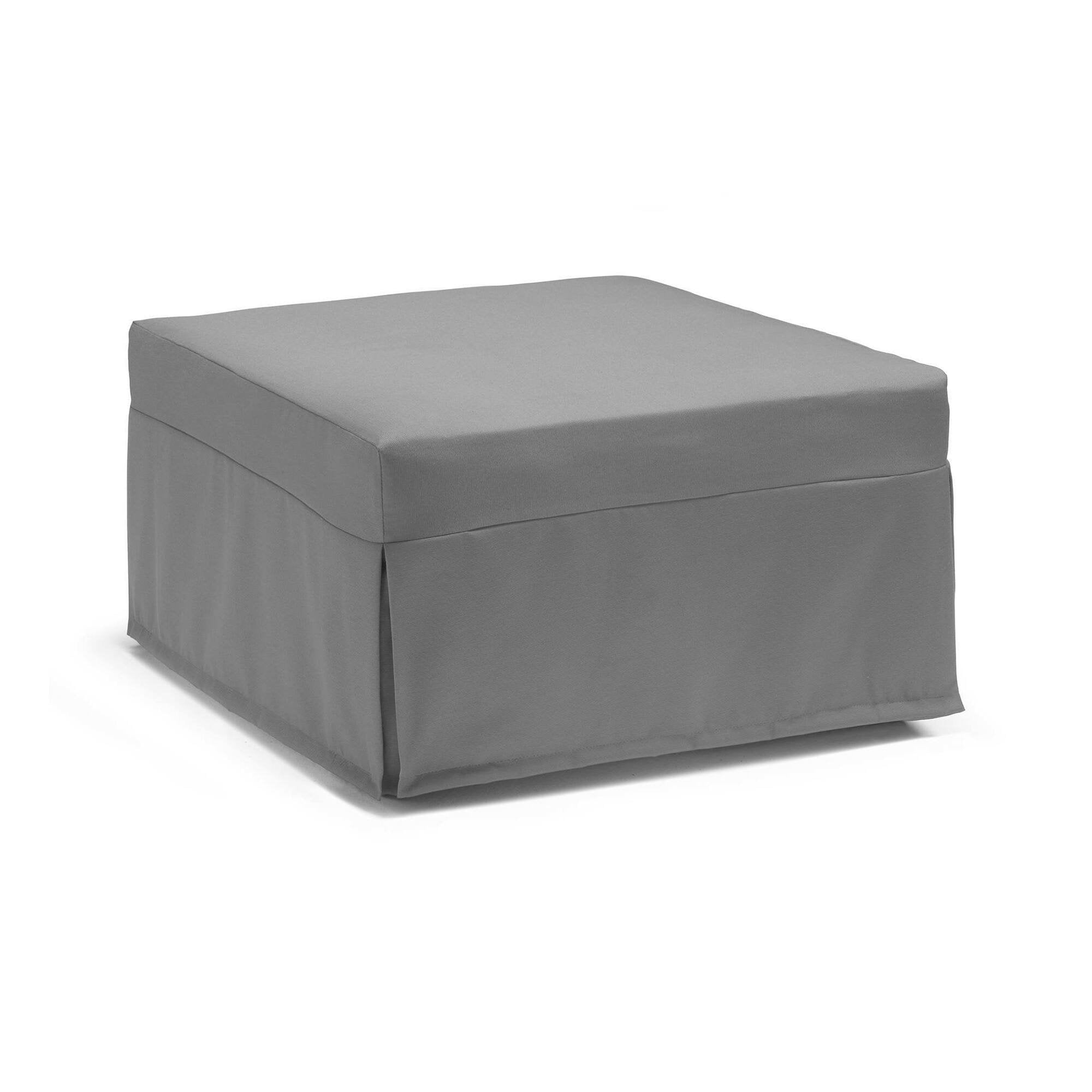 Letto pieghevole Abak, Pouf trasformabile in letto singolo, 100% Made in Italy, Pouf in tessuto da soggiorno, cm 80x80h45, Grigio