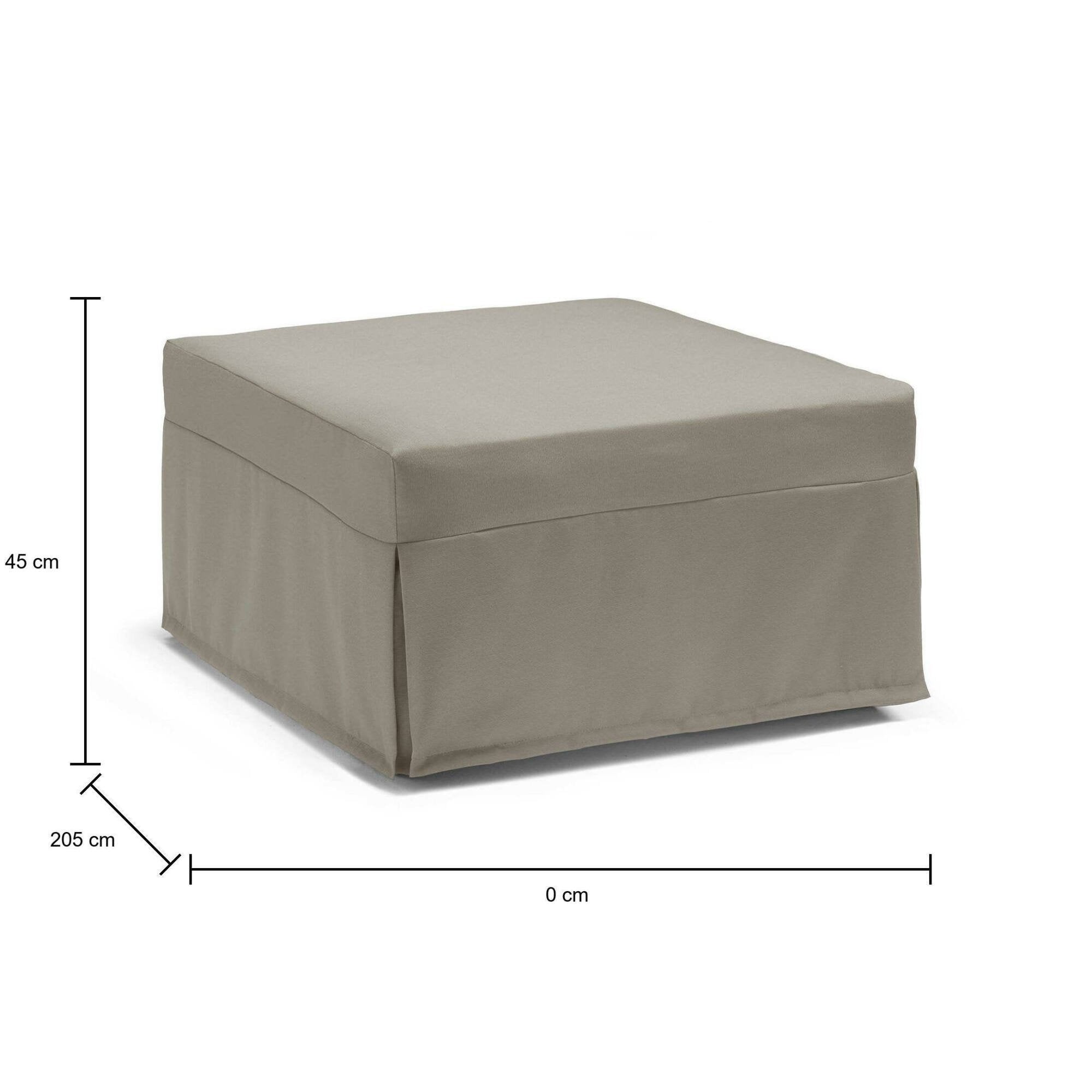 Letto pieghevole Abak, Pouf trasformabile in letto singolo, 100% Made in Italy, Pouf in tessuto da soggiorno, cm 80x80h45, Tortora