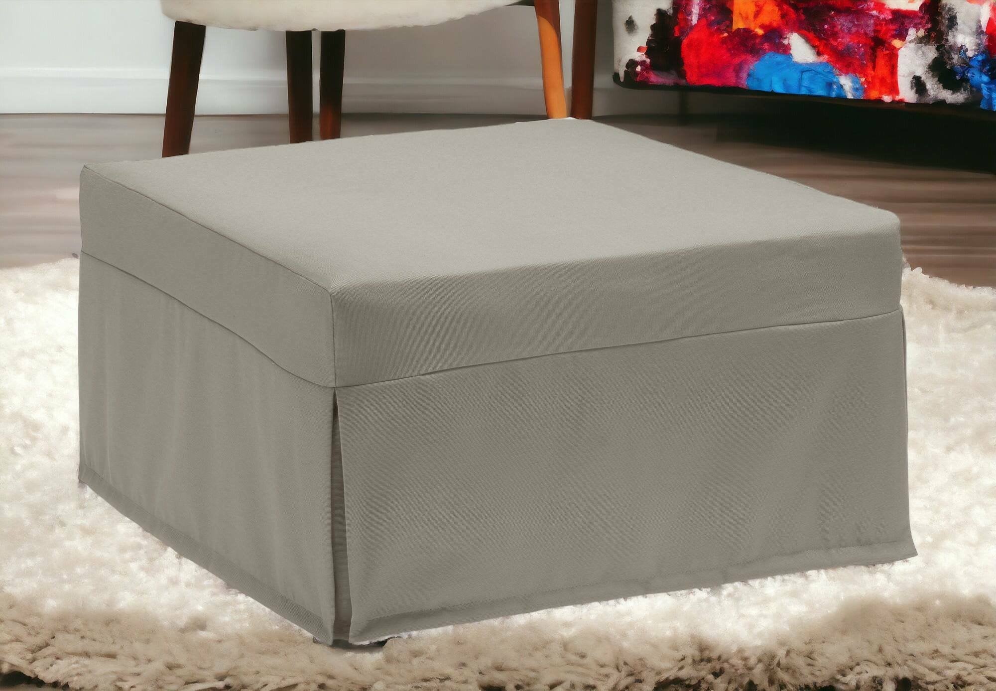 Letto pieghevole Abak, Pouf trasformabile in letto singolo, 100% Made in Italy, Pouf in tessuto da soggiorno, cm 80x80h45, Tortora