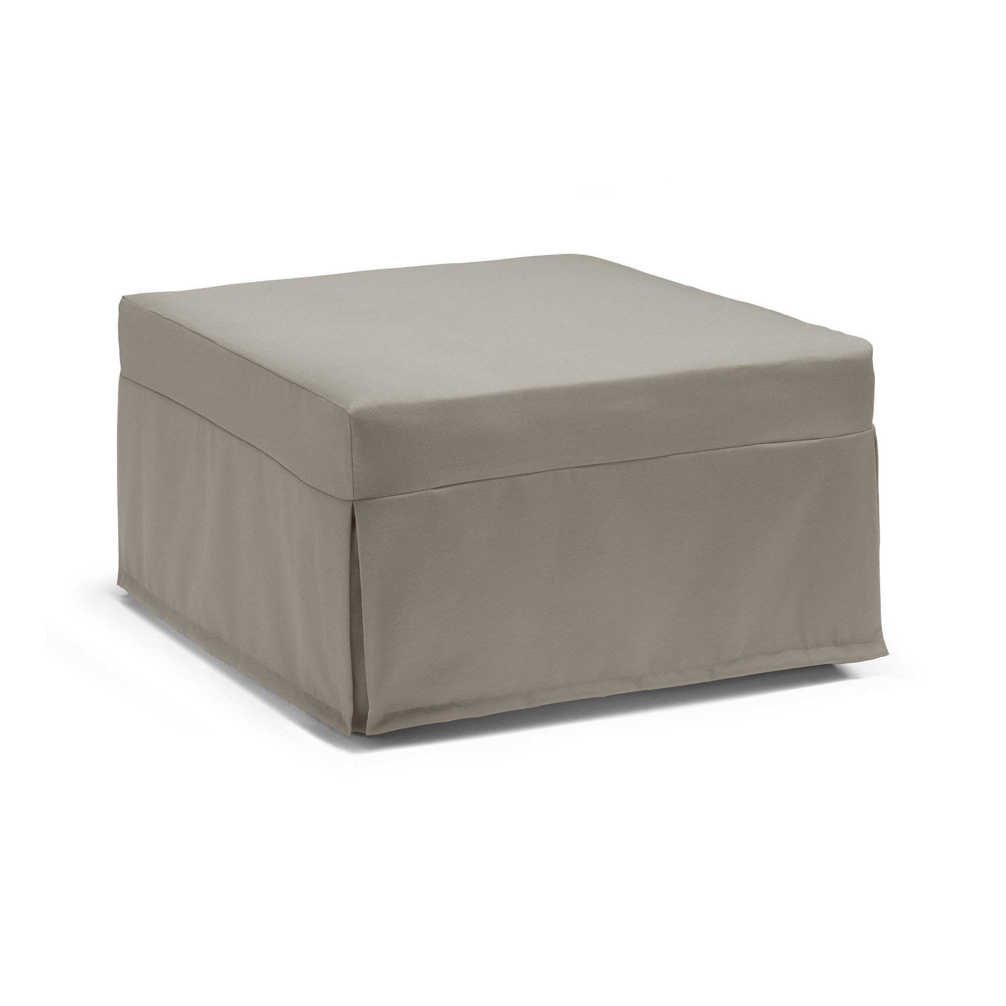 Letto pieghevole Abak, Pouf trasformabile in letto singolo, 100% Made in Italy, Pouf in tessuto da soggiorno, cm 80x80h45, Tortora