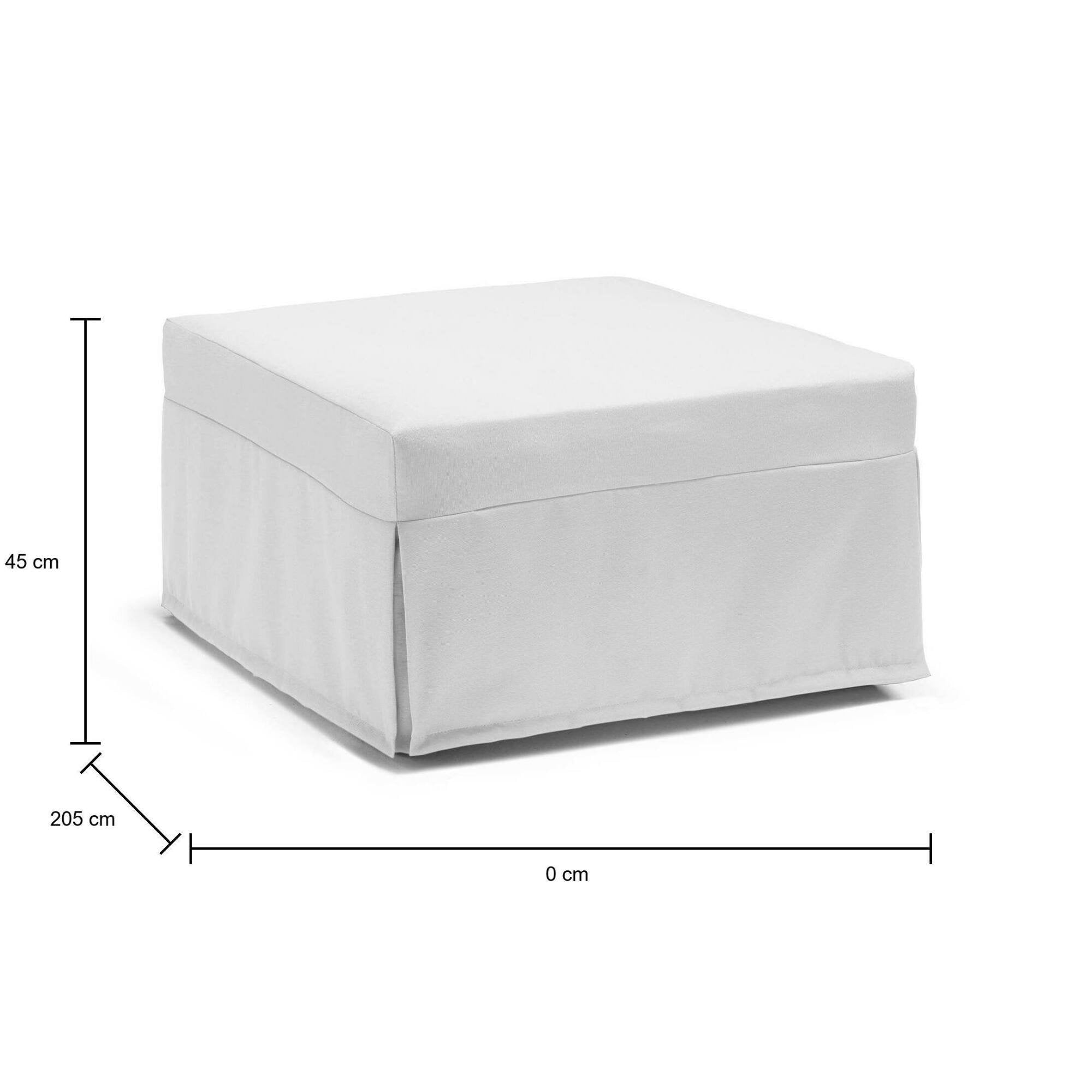 Letto pieghevole Abak, Pouf trasformabile in letto singolo, 100% Made in Italy, Pouf in tessuto da soggiorno, cm 80x80h45, Bianco